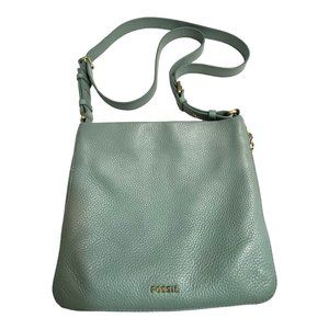 Fossil Women's Mint Leather Crossbody Bag Zip